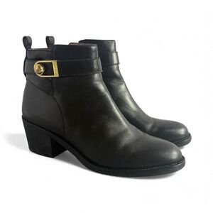 Louise et Cie Vincenzo Leather Ankle Boots Side‎ Zipper Solid Black Size 11 M